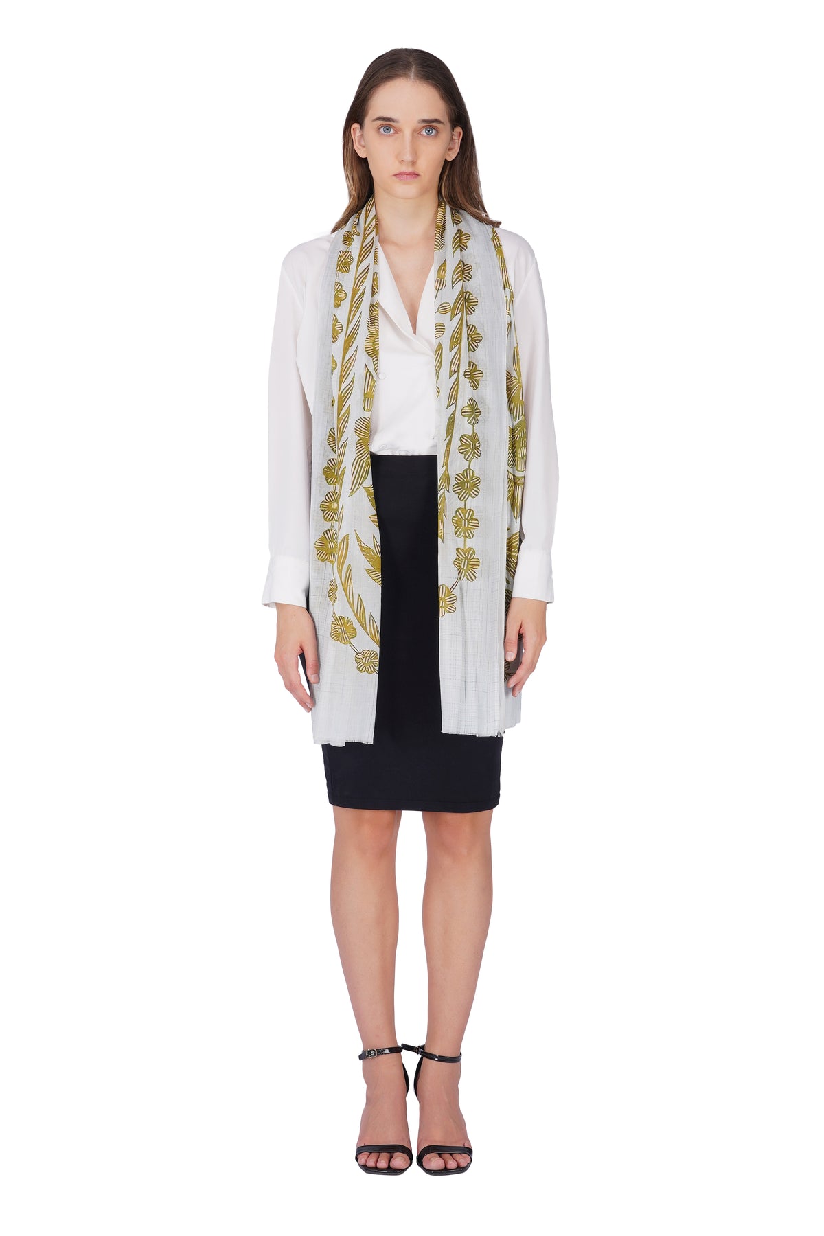 Women's White Contemporary Modal Printed Stole - Image 4