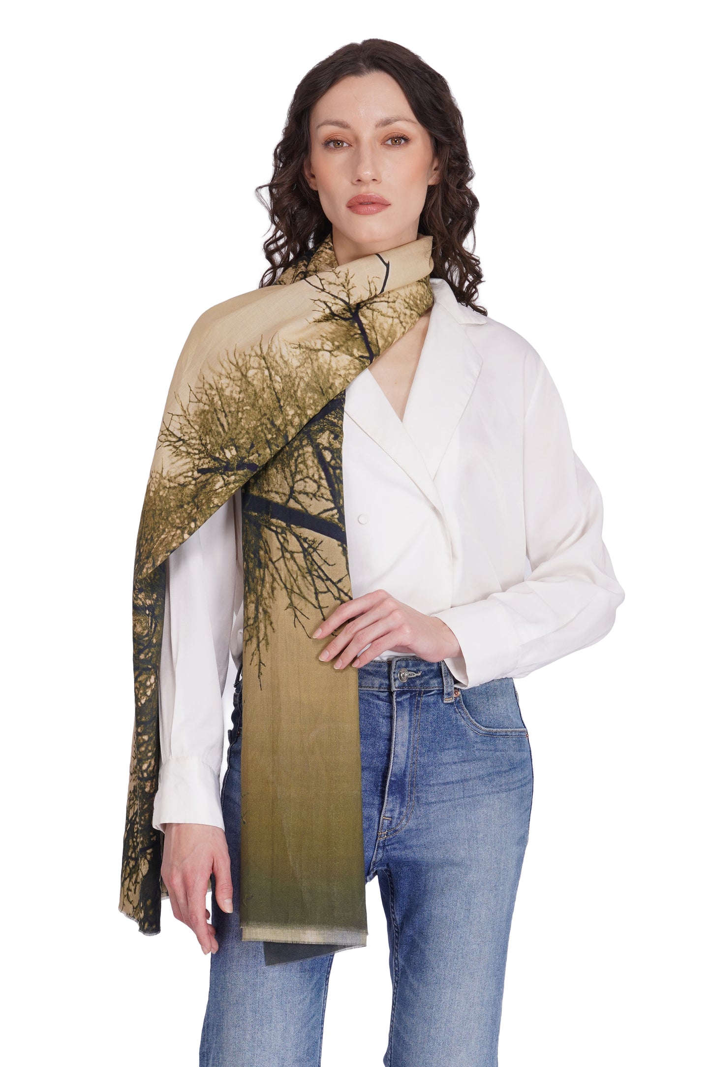 Toosh Moda Women's Beige Natural Cotton Elegant Designer Stole