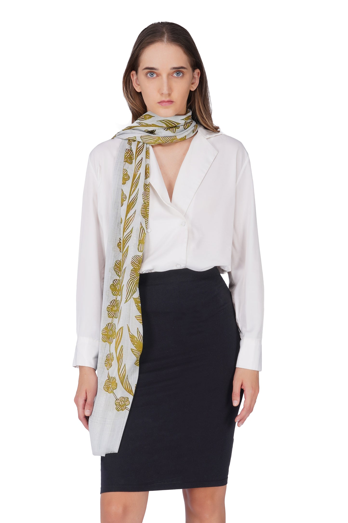 Women's White Contemporary Modal Printed Stole