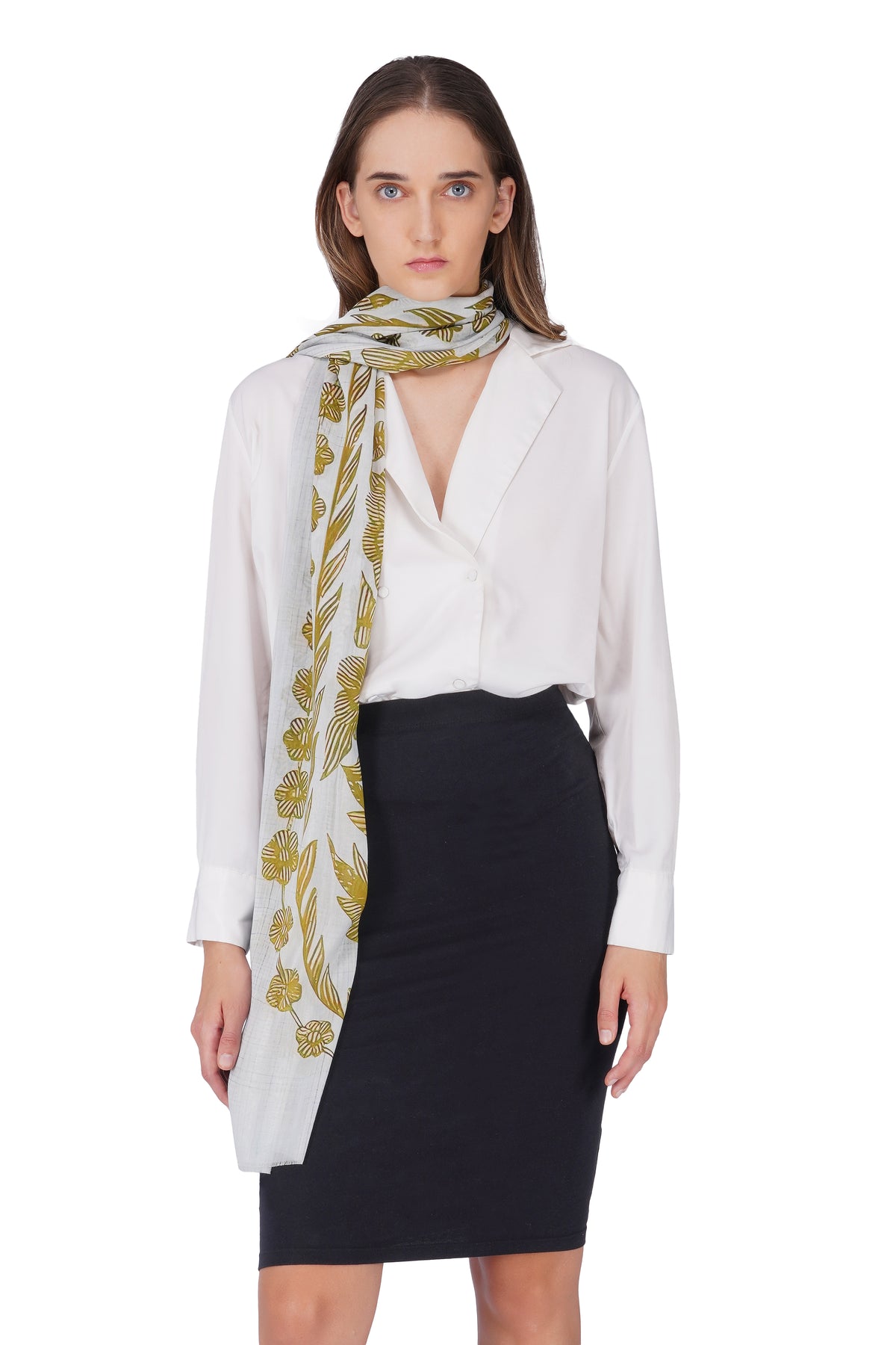 Women's White Contemporary Modal Printed Stole - Image 3