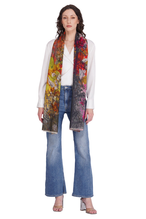 Toosh Moda Women's Vibrant Multi Colour Artistic Cotton Shawl