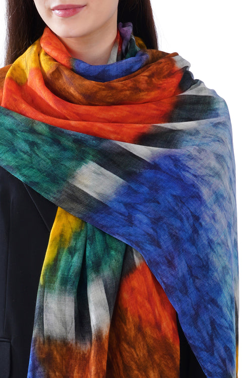 Women's Multi Colour Luxe Wool Printed Fashion Stole