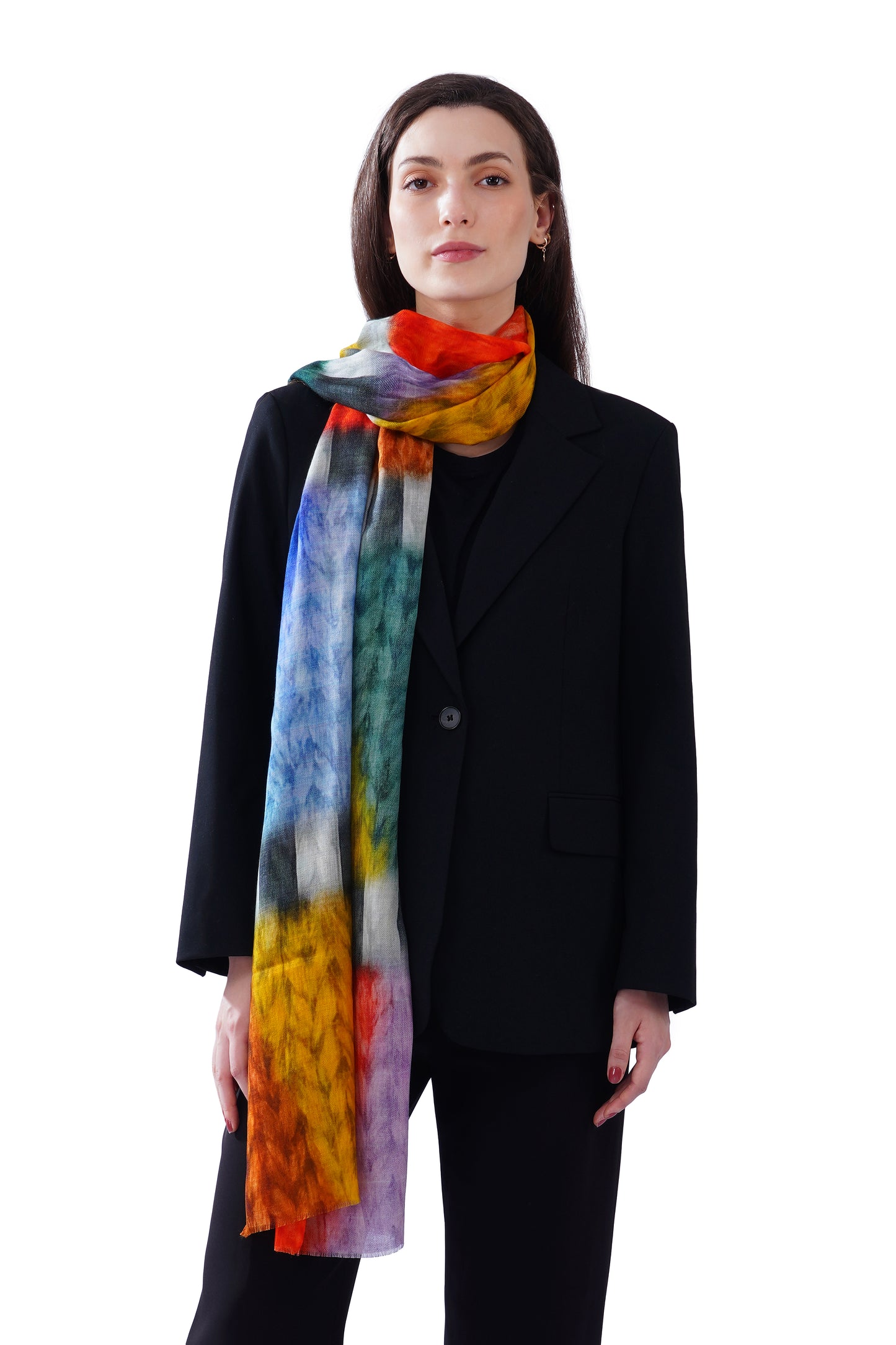 Women's Multi Colour Luxe Wool Printed Fashion Stole