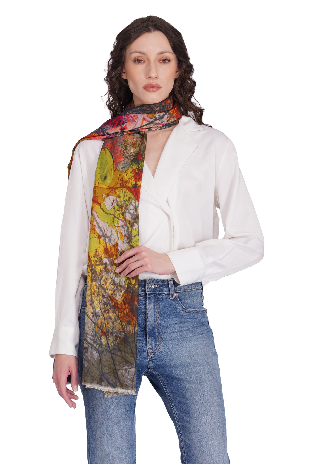 Toosh Moda Women's Vibrant Multi Colour Artistic Cotton Shawl - Image 3