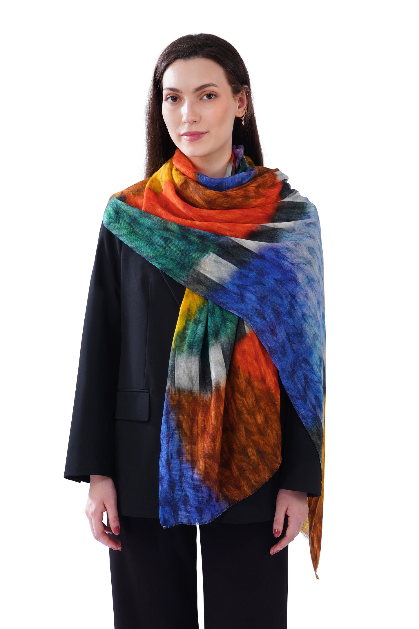 Women's Multi Colour Luxe Wool Printed Fashion Stole