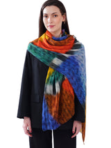 Women's Multi Colour Luxe Wool Printed Fashion Stole - Thumbnail 1