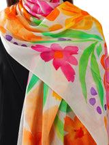 Women's Cream Classic Modal Premium Printed Stole - Thumbnail 4