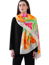 Women's Cream Classic Modal Premium Printed Stole - Thumbnail 1