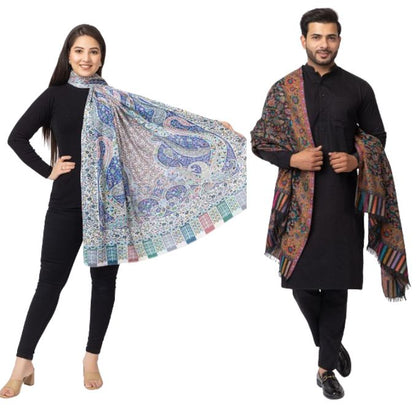 His And Her Set Of fine modal silk Digital Print Shawls and  Kani silky modal Shawl for (COMBO PACK)