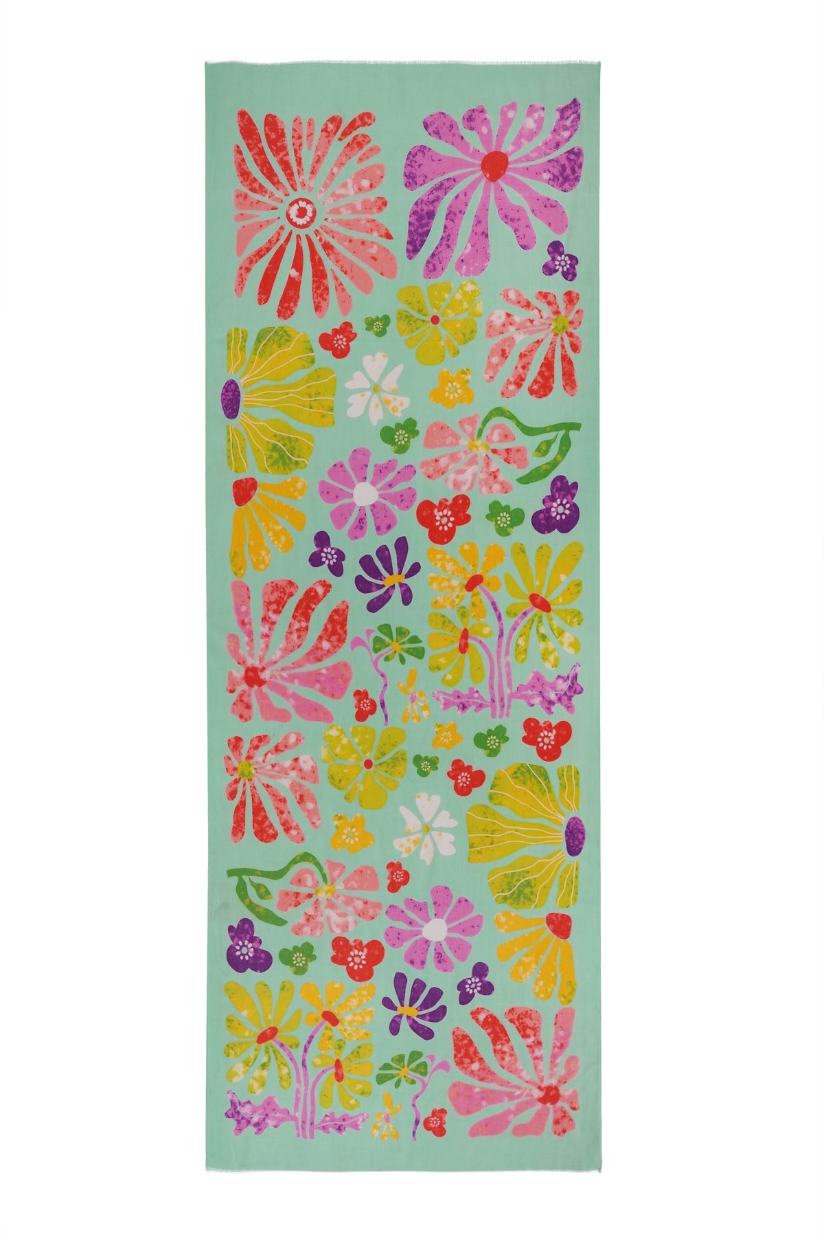 Women's Mint Green Floral Printed Lightweight Cotton Stole - Image 5