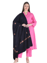 شالات نسائية شتوية جميلة ومزخرفة من Toosh Moda (أسود 100*200) - Thumbnail 1