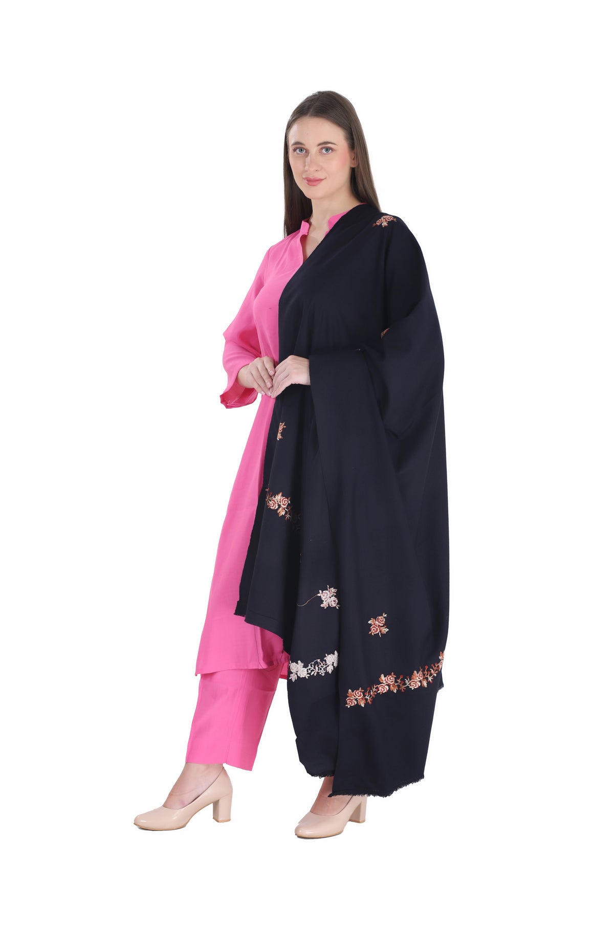 شالات نسائية شتوية جميلة ومزخرفة من Toosh Moda (أسود 100*200) - Image 2