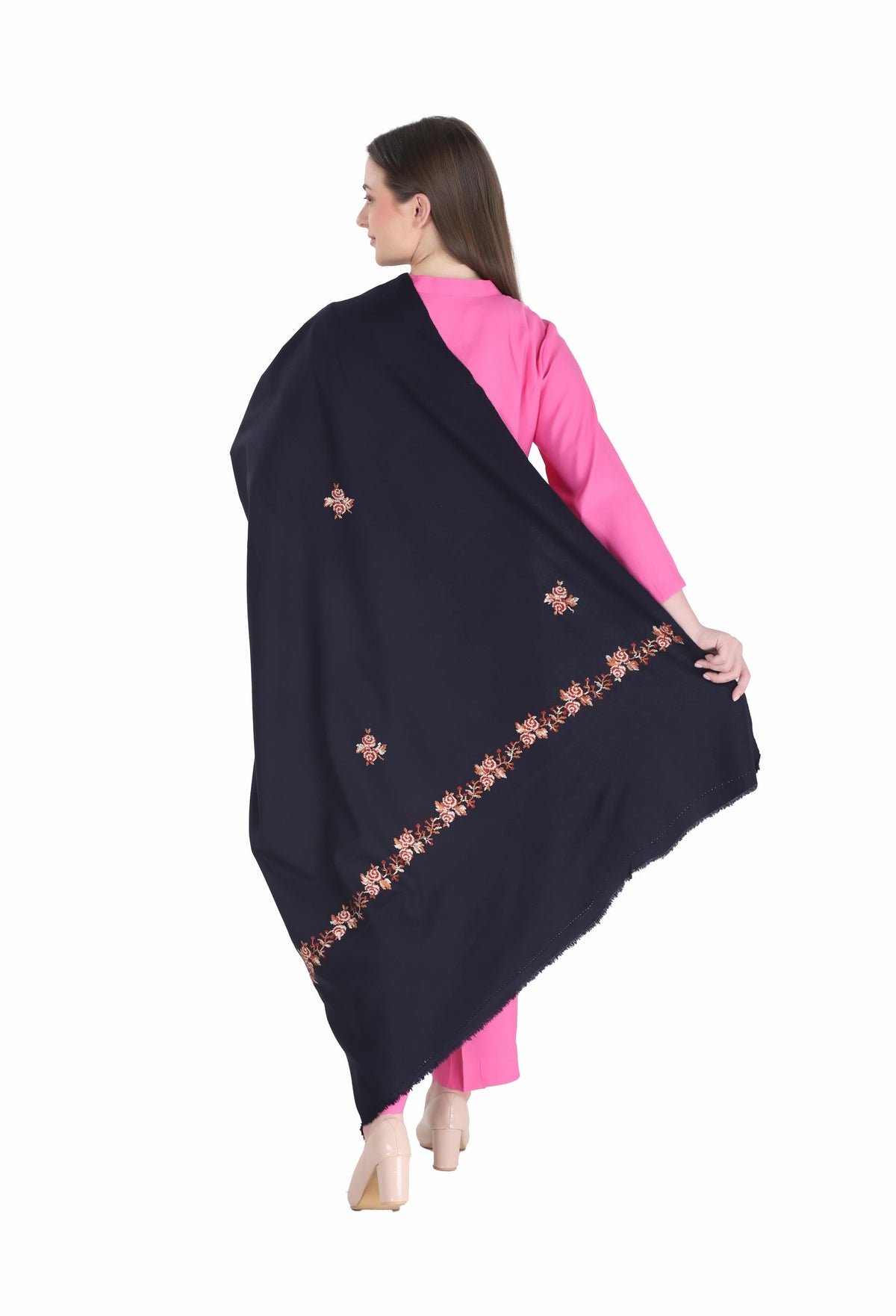 شالات نسائية شتوية جميلة ومزخرفة من Toosh Moda (أسود 100*200) - Image 3