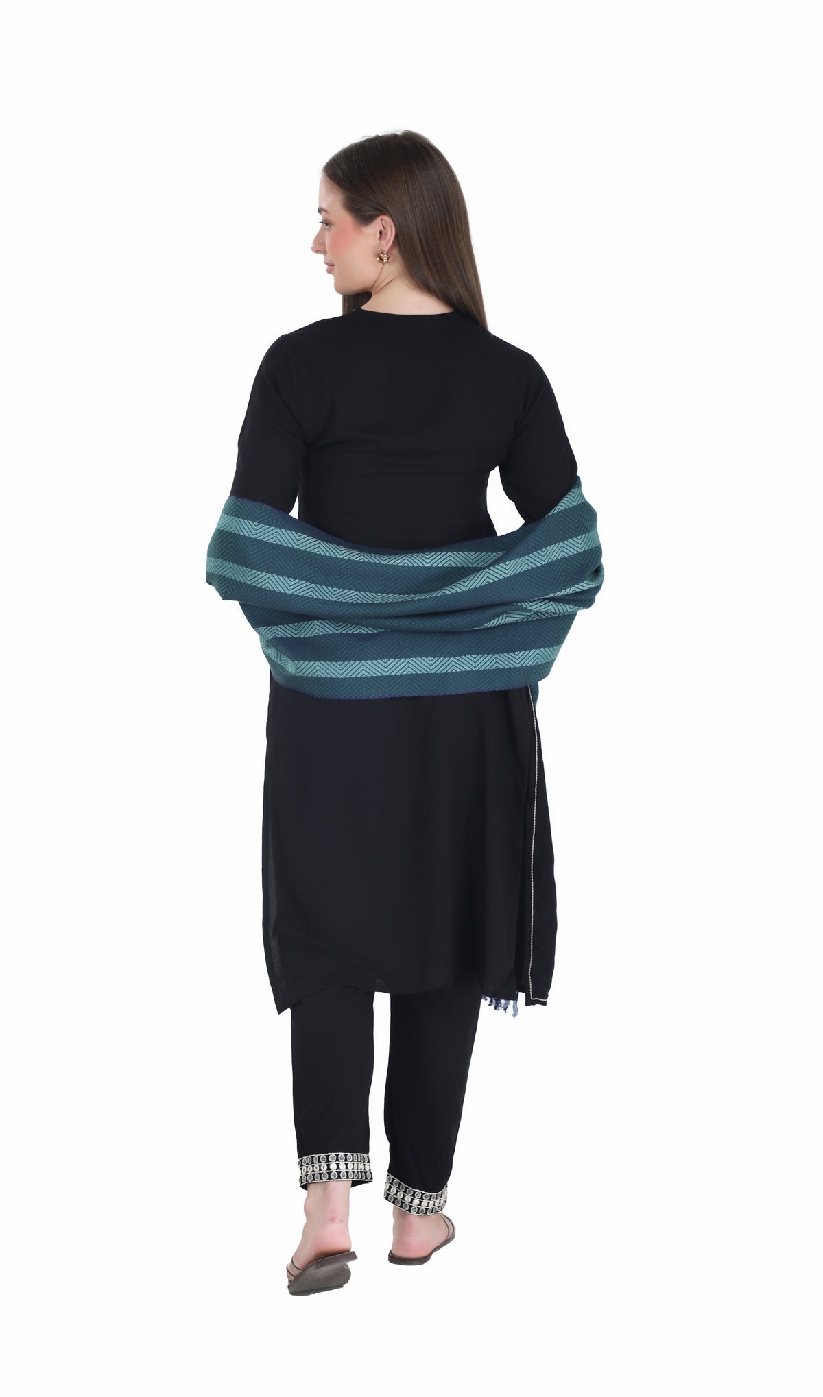 شالات نسائية شتوية تقليدية جميلة مزخرفة من توش مودا (أزرق 60*180) - Image 6