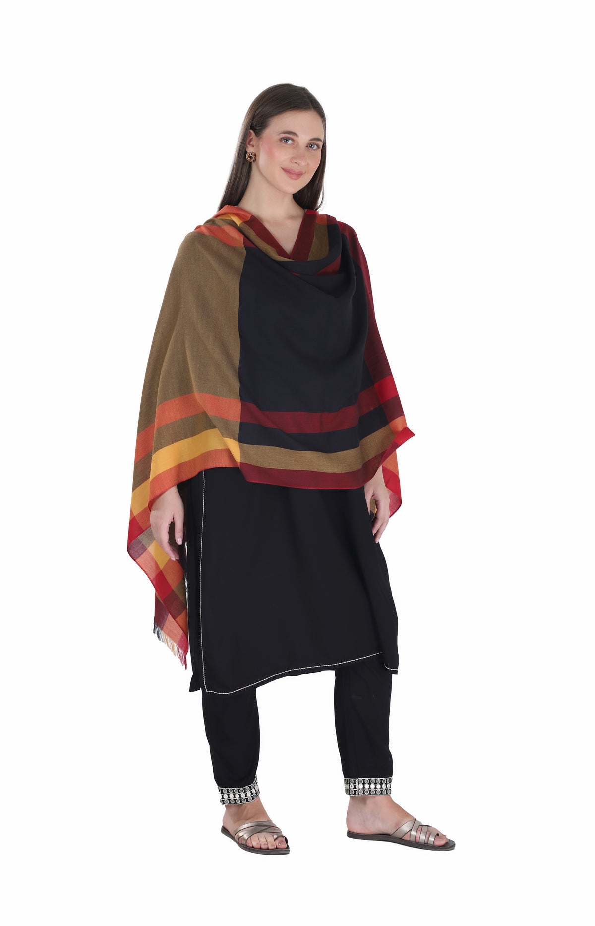 شالات نسائية شتوية تقليدية جميلة مزخرفة من توش مودا (كستنائي 60*180) - Image 2