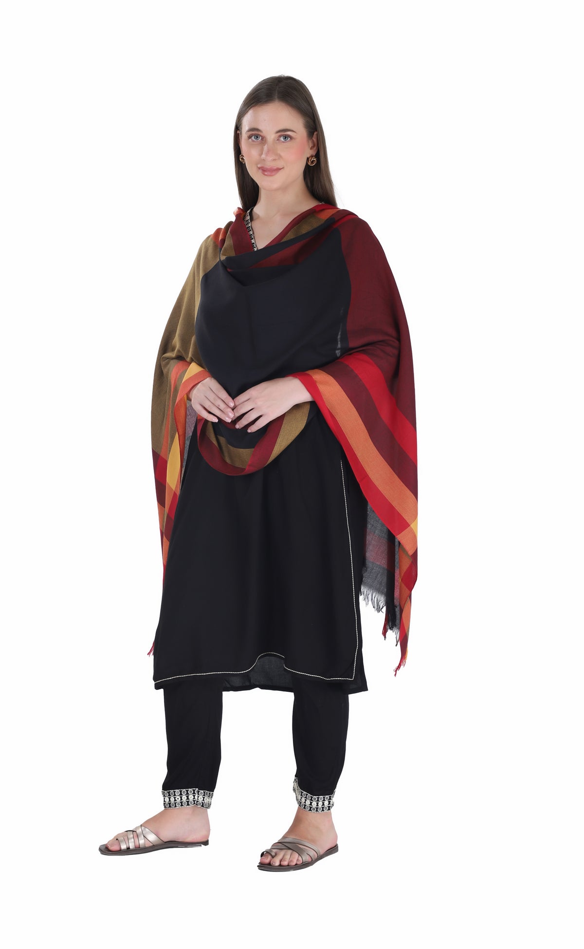 شالات نسائية شتوية تقليدية جميلة مزخرفة من توش مودا (كستنائي 60*180) - Image 4