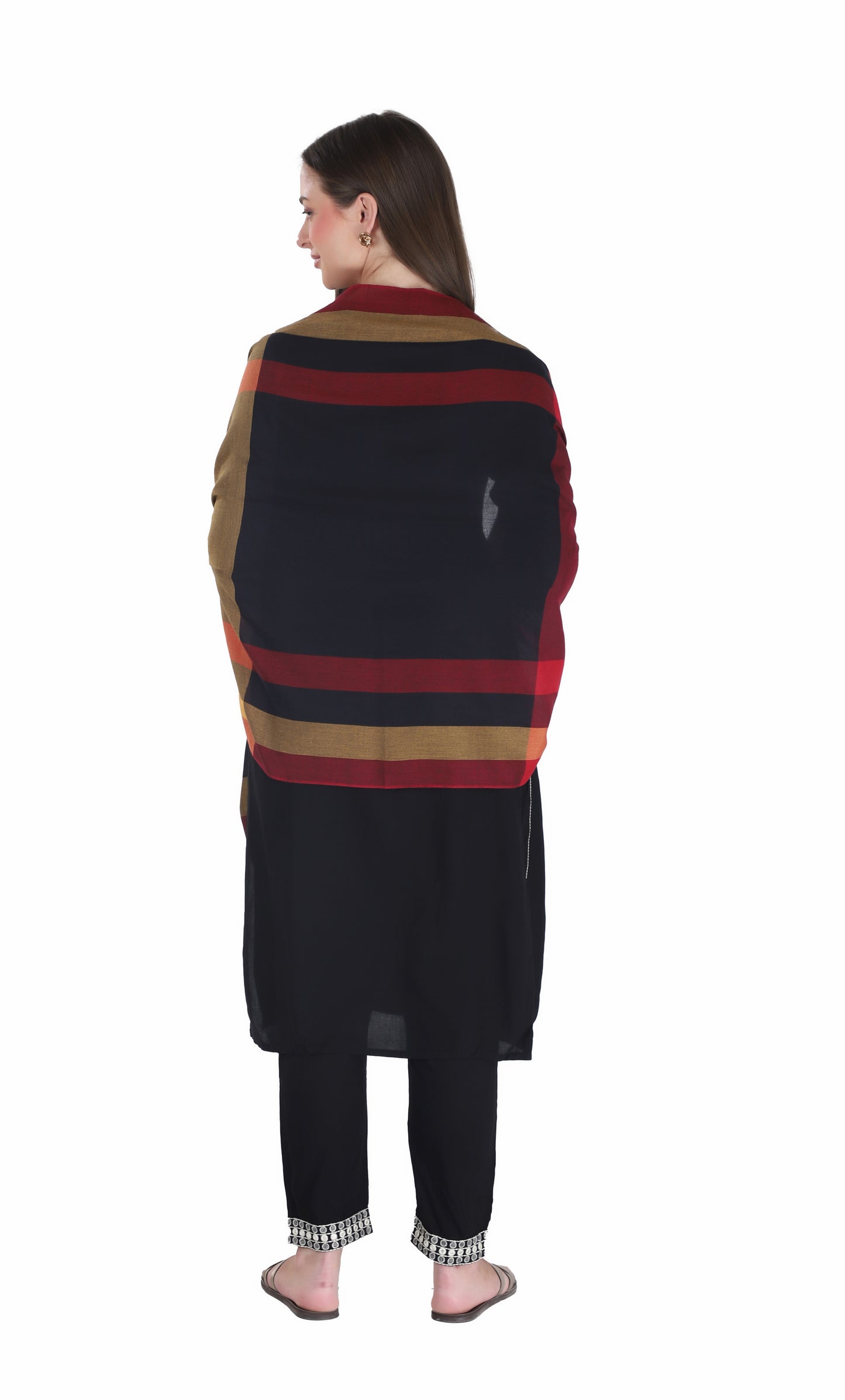 شالات نسائية شتوية تقليدية جميلة مزخرفة من توش مودا (كستنائي 60*180)