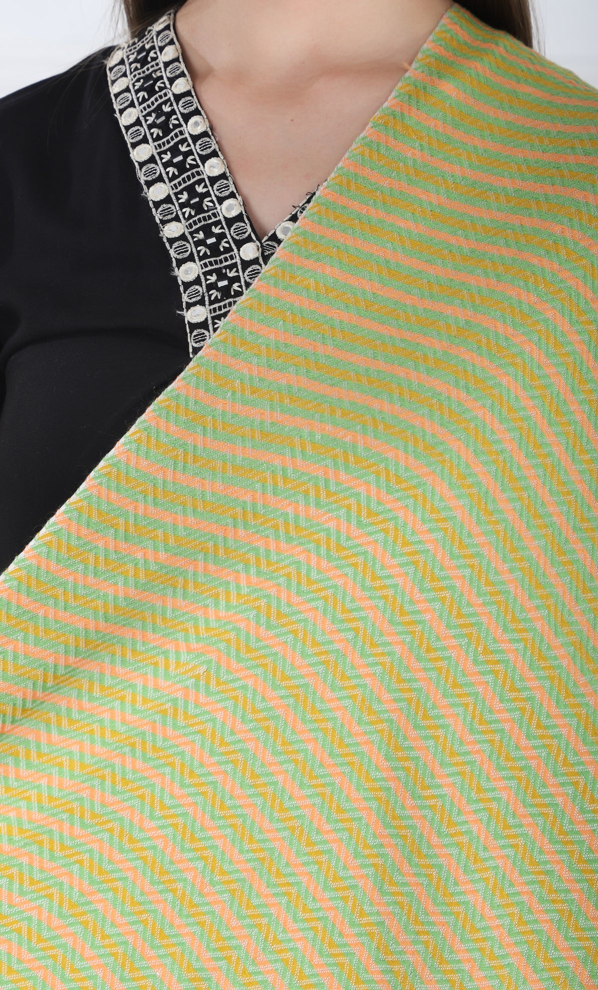 شالات نسائية شتوية عرقية جميلة مزخرفة من توش مودا (أخضر 60*180) - Image 5