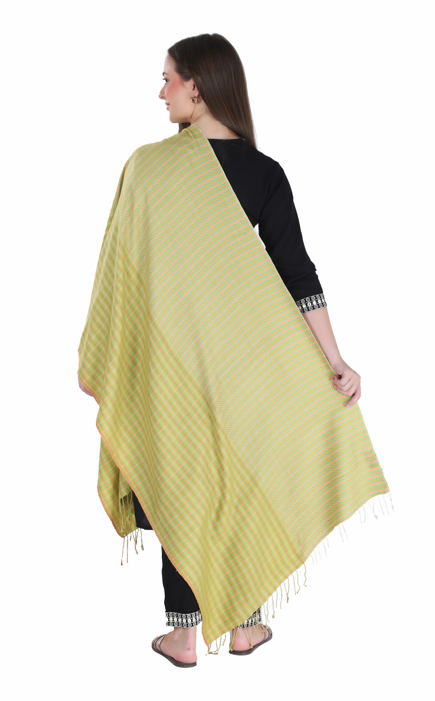 شالات نسائية شتوية عرقية جميلة مزخرفة من توش مودا (أخضر 60*180)