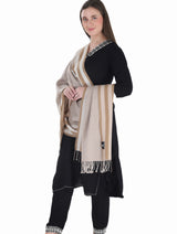 شالات نسائية شتوية تقليدية جميلة مزخرفة من توش مودا (بيج 60*180) - Thumbnail 4