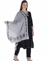 شالات نسائية شتوية جميلة ومزخرفة من Toosh Moda (رمادي 60*180) - Thumbnail 3