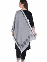 شالات نسائية شتوية جميلة ومزخرفة من Toosh Moda (رمادي 60*180) - Thumbnail 5