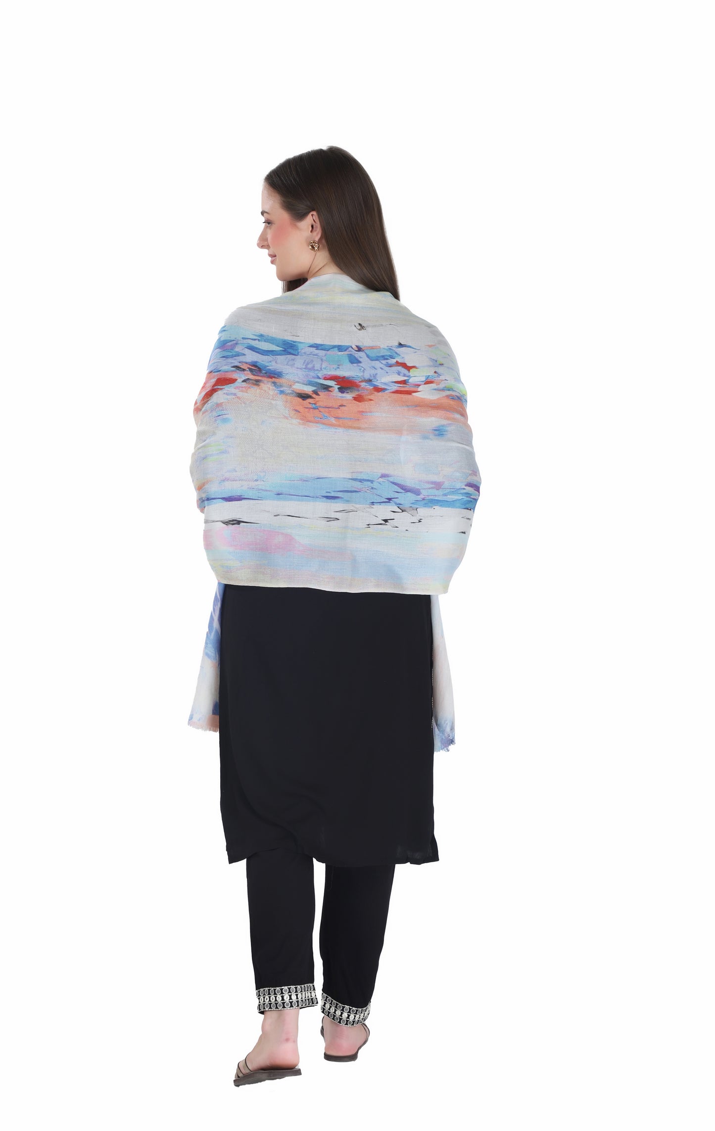 شالات نسائية شتوية عرقية جميلة مزخرفة من Toosh Moda (كريمي 160*180)