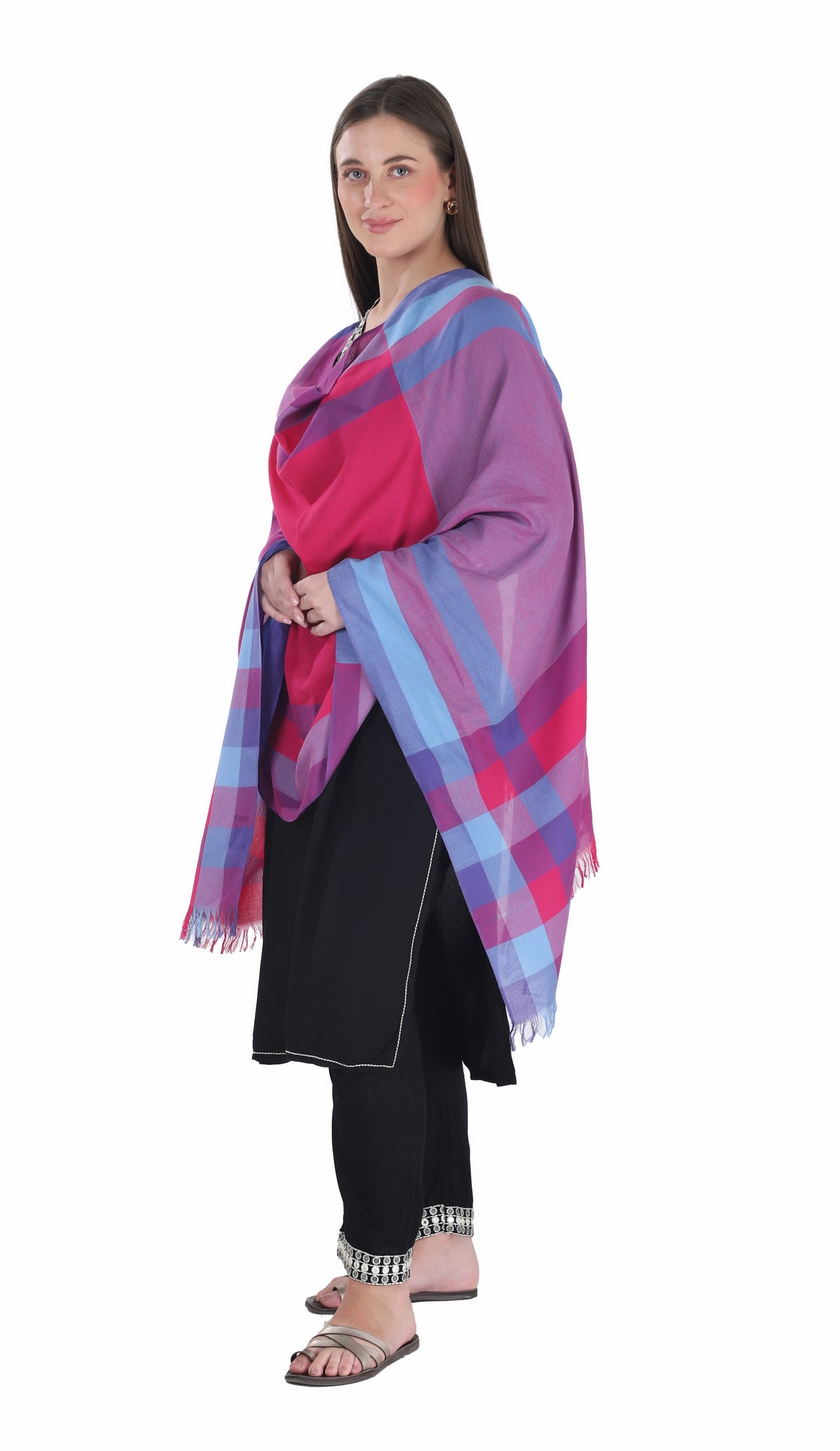 شالات نسائية شتوية عرقية جميلة مزخرفة من توش مودا (بنفسجي 60*180) - Image 3