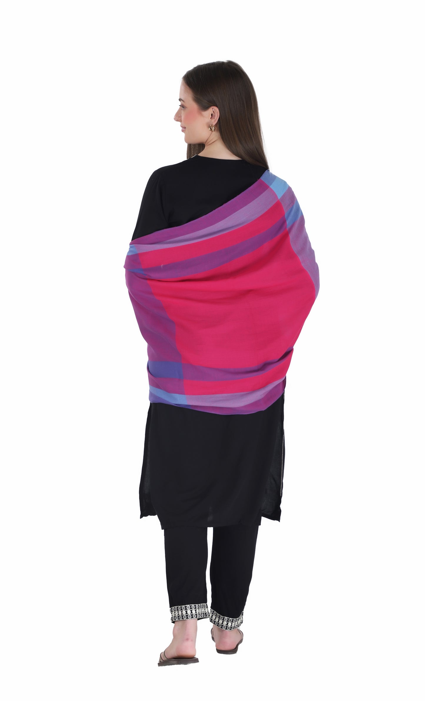 شالات نسائية شتوية عرقية جميلة مزخرفة من توش مودا (بنفسجي 60*180)