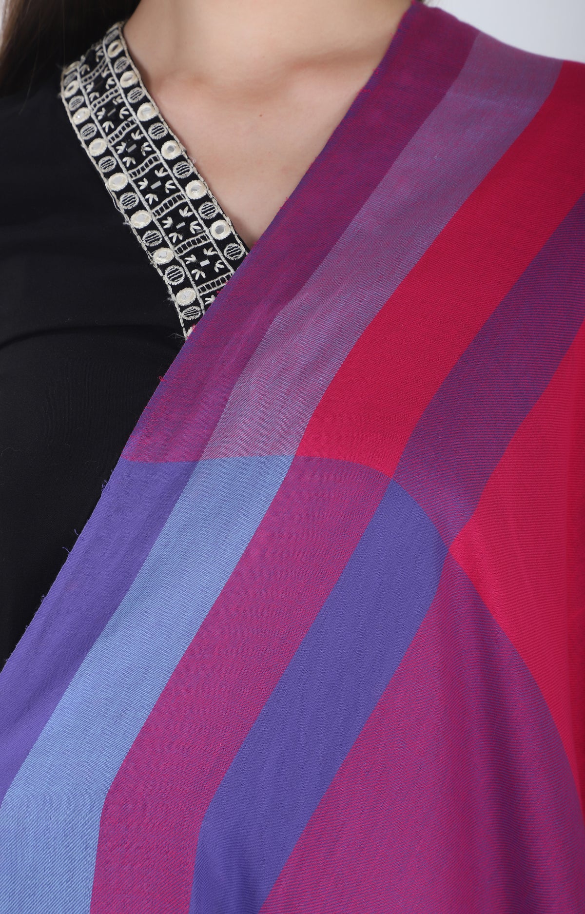 شالات نسائية شتوية عرقية جميلة مزخرفة من توش مودا (بنفسجي 60*180) - Image 6