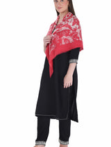 شالات نسائية شتوية جميلة ومزخرفة من Toosh Moda (أحمر 60*180) - Thumbnail 4