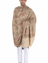 Fine wool  kani men's shawl Beige - Thumbnail 1