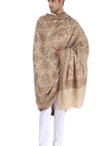 Fine wool  kani men's shawl Beige - Thumbnail 2