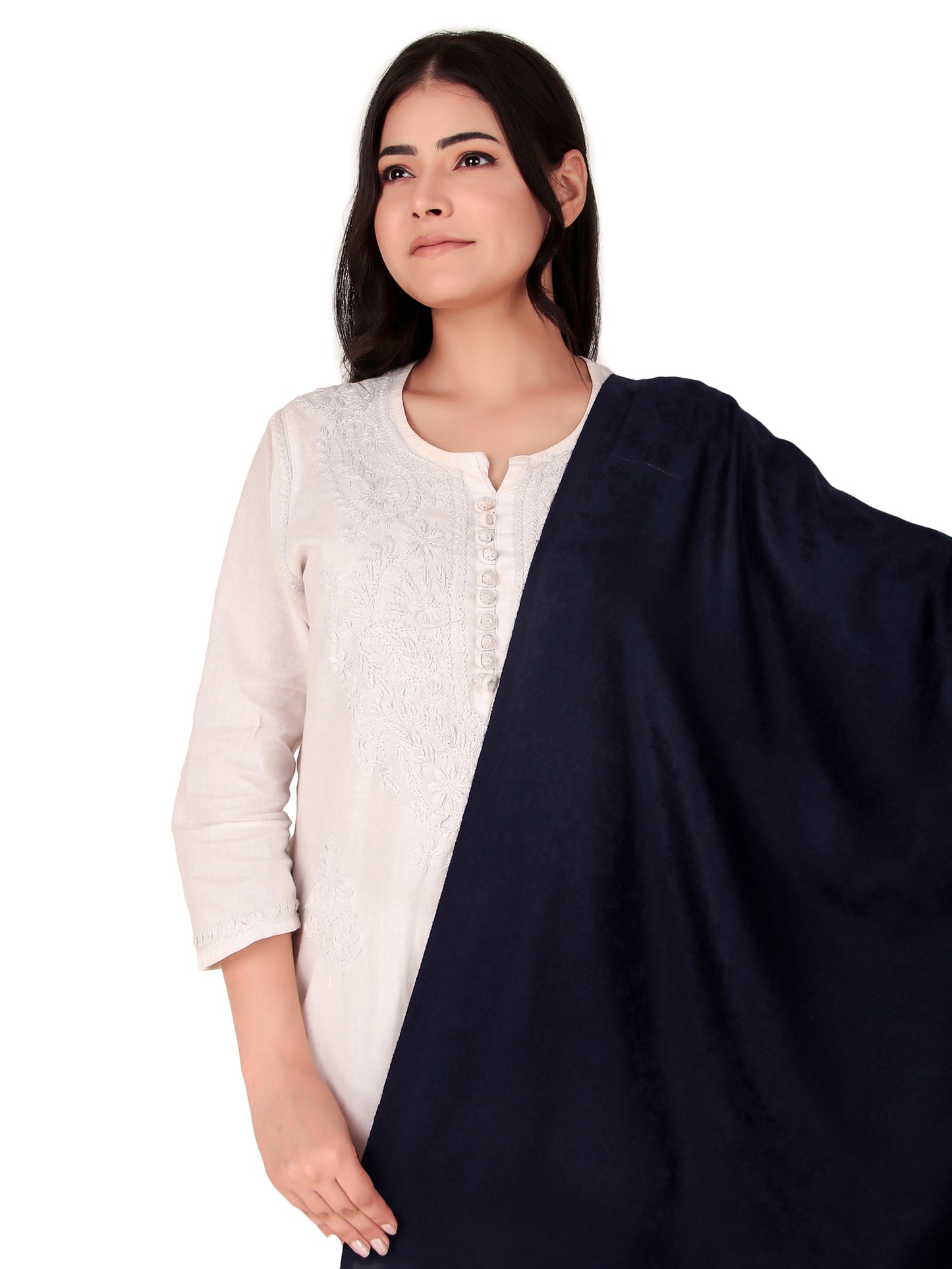 شالات توش مودا نسائية شتوية جميلة مزينة بالجاكار (أزرق 100*200)