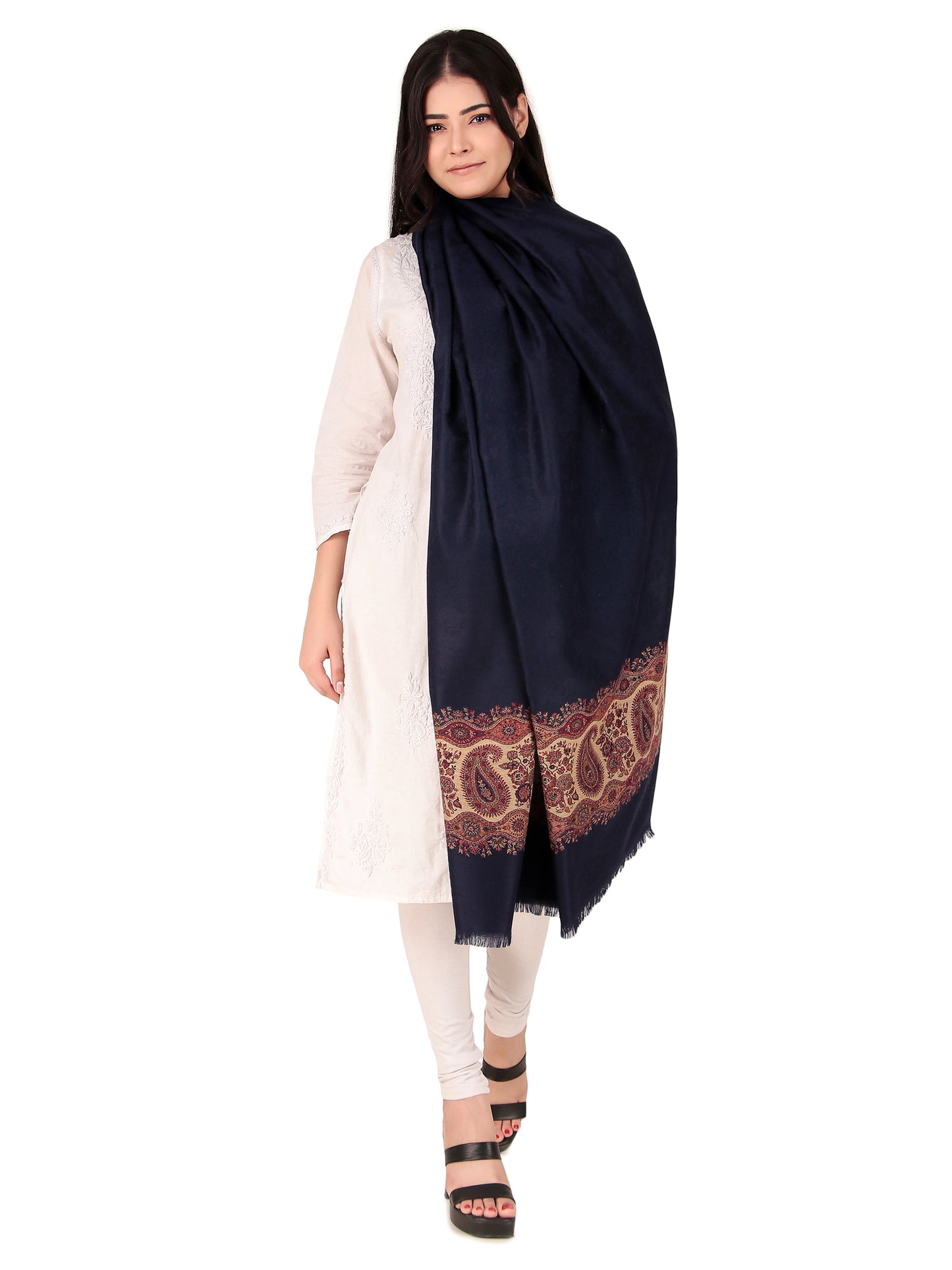 شالات توش مودا نسائية شتوية جميلة مزينة بالجاكار (أزرق 100*200)