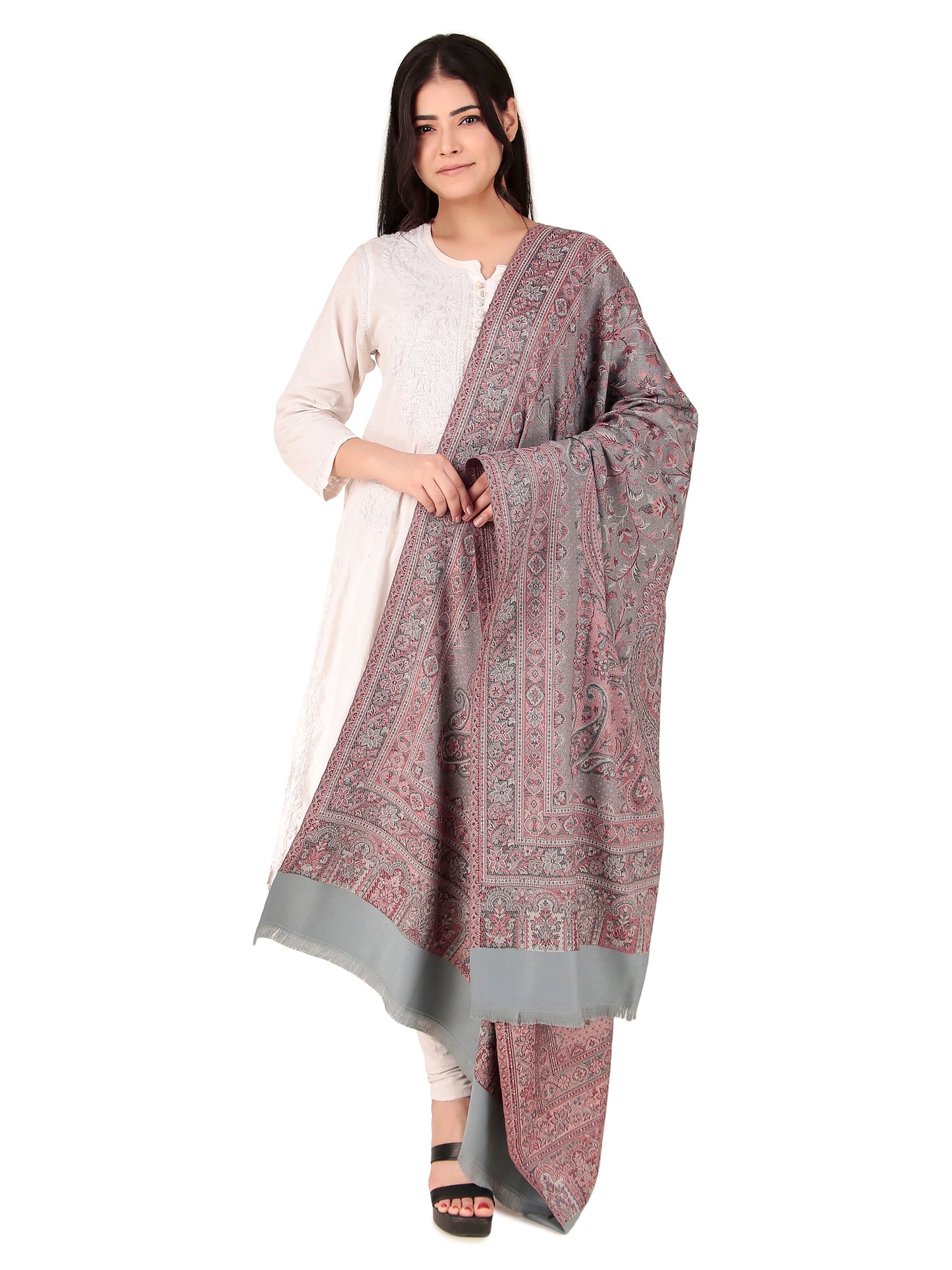 شالات كاني شالات كاني لملابس الشتاء العرقية الجميلة والمزخرفة للسيدات من توش مودا (رمادي 100*200)