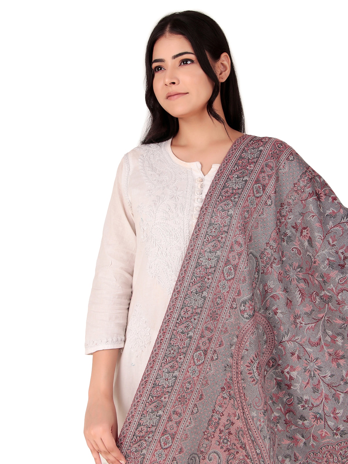 شالات كاني شالات كاني لملابس الشتاء العرقية الجميلة والمزخرفة للسيدات من توش مودا (رمادي 100*200) - Image 3