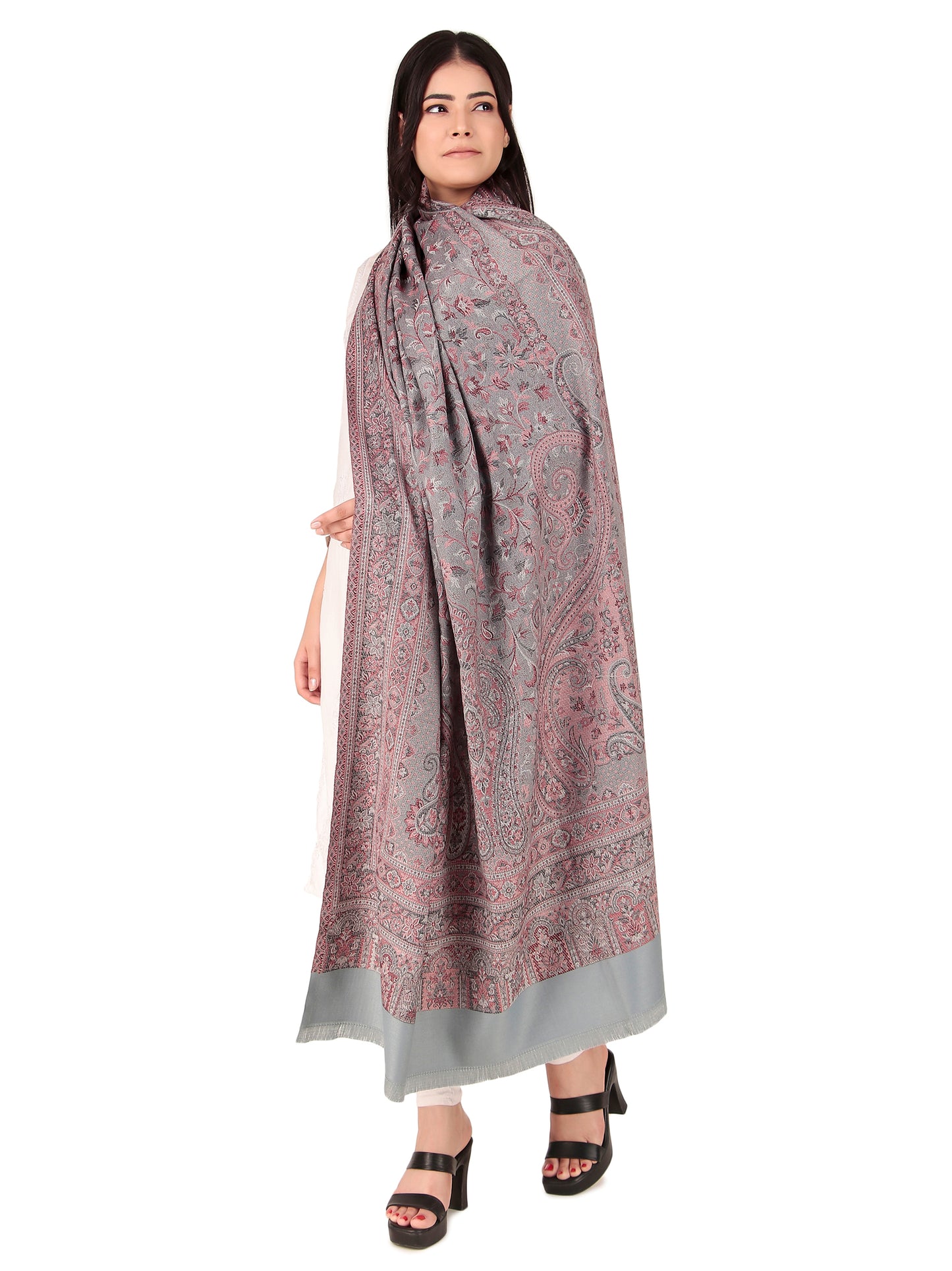 شالات كاني شالات كاني لملابس الشتاء العرقية الجميلة والمزخرفة للسيدات من توش مودا (رمادي 100*200)