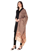 شالات Toush Moda النسائية الجميلة والمطرزة لملابس الشتاء العرقية من قماش الجاكار (بيج 70*200) - Thumbnail 3