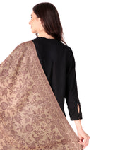 شالات Toush Moda النسائية الجميلة والمطرزة لملابس الشتاء العرقية من قماش الجاكار (بيج 70*200) - Thumbnail 7