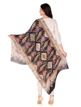 شالات نسائية من Toosh Moda ملابس شتوية عرقية جميلة ومزخرفة بطباعة رقمية (أسود 70*200) - Thumbnail 3