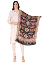 شالات نسائية من Toosh Moda ملابس شتوية عرقية جميلة ومزخرفة بطباعة رقمية (أسود 70*200) - Thumbnail 1