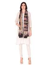 شالات نسائية من Toosh Moda ملابس شتوية عرقية جميلة ومزخرفة بطباعة رقمية (أسود 70*200) - Thumbnail 5