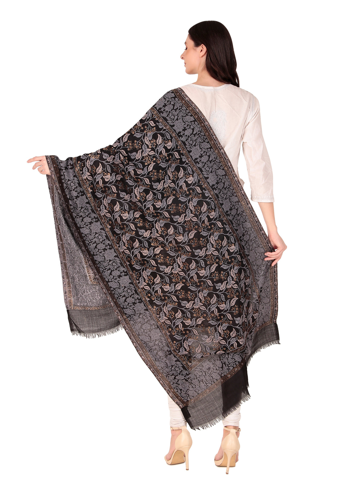 شالات جال شالات نسائية شتوية عرقية جميلة ومزخرفة من Toosh Moda (أسود 70*200) - Image 4