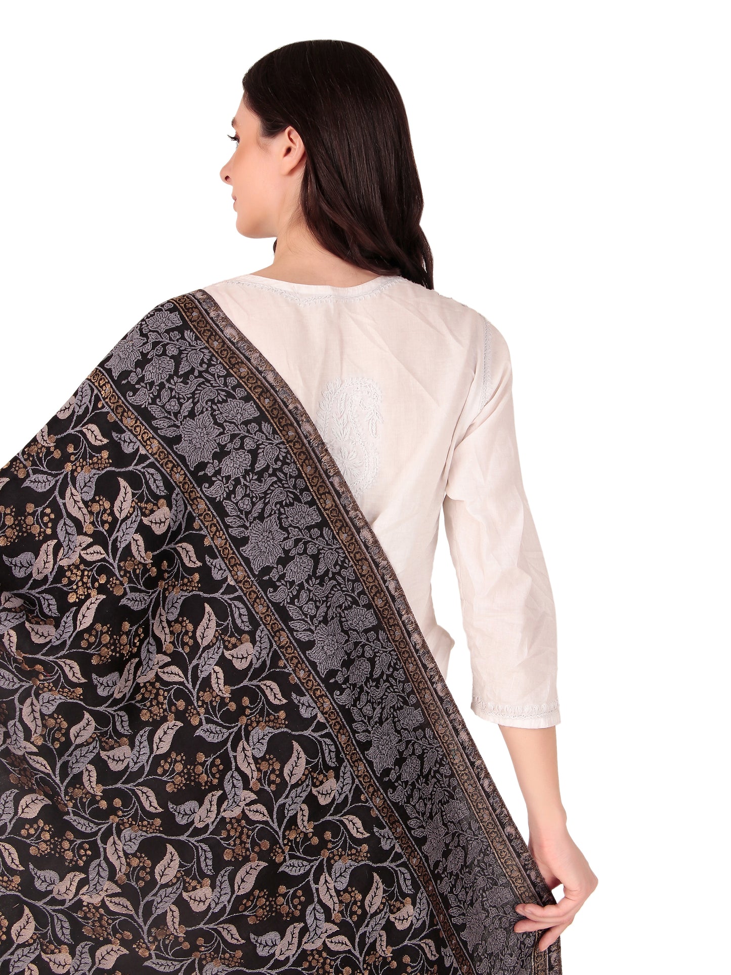 شالات جال شالات نسائية شتوية عرقية جميلة ومزخرفة من Toosh Moda (أسود 70*200)