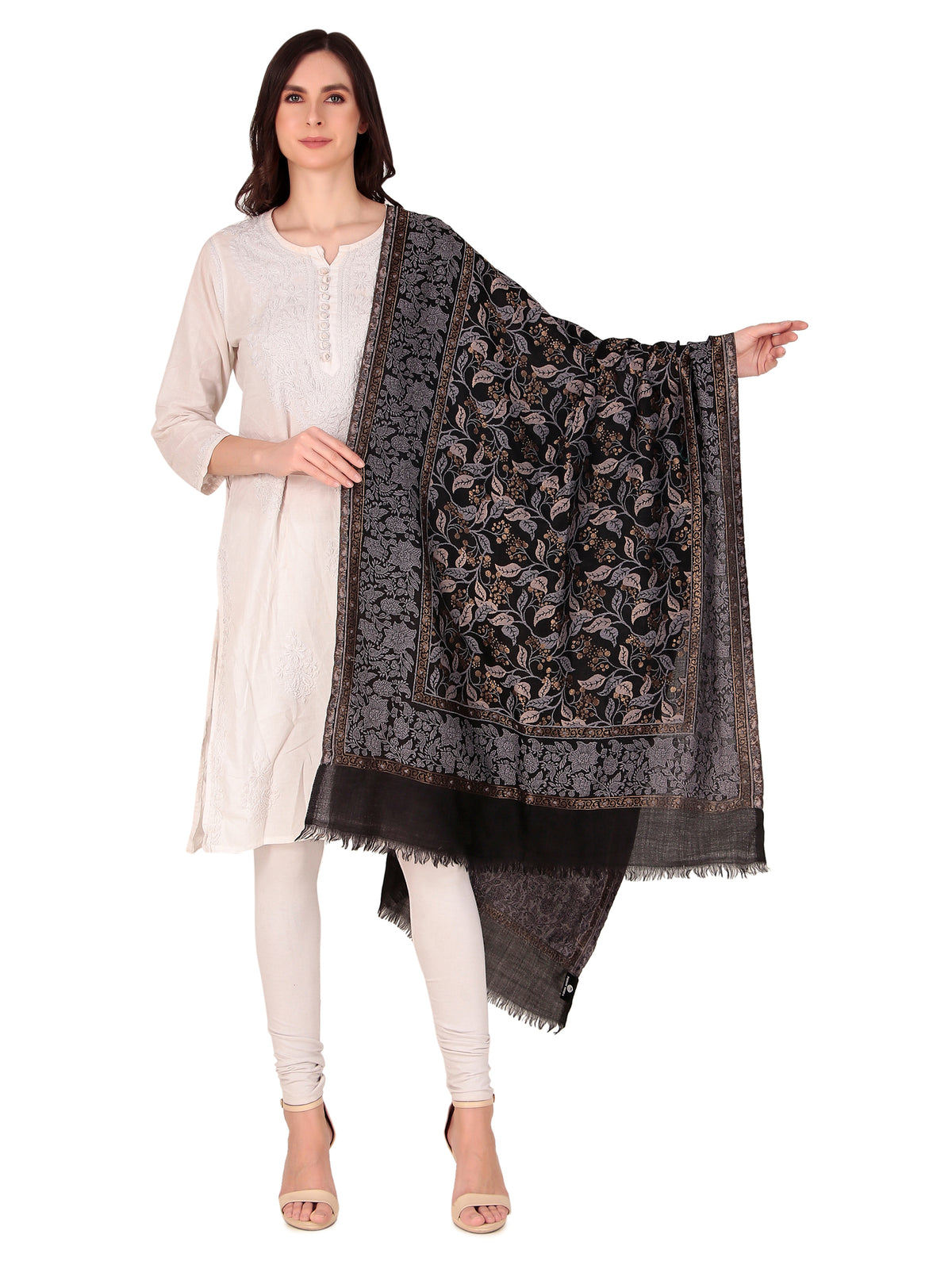 شالات جال شالات نسائية شتوية عرقية جميلة ومزخرفة من Toosh Moda (أسود 70*200) - Image 1