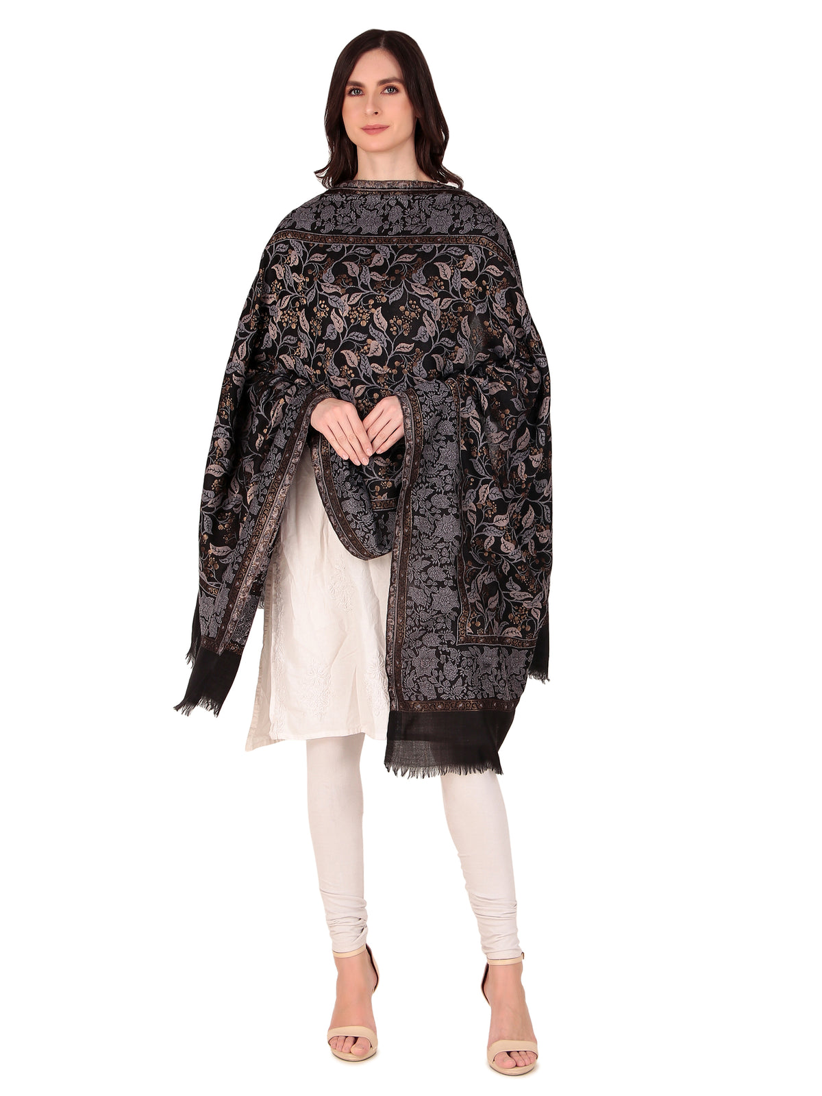شالات جال شالات نسائية شتوية عرقية جميلة ومزخرفة من Toosh Moda (أسود 70*200) - Image 5