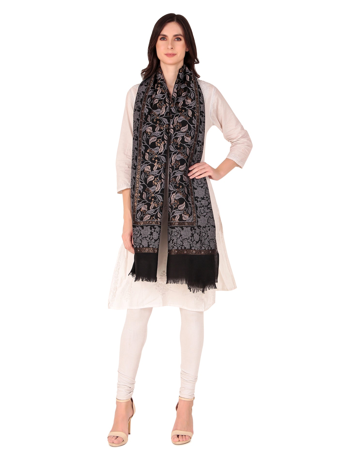 شالات جال شالات نسائية شتوية عرقية جميلة ومزخرفة من Toosh Moda (أسود 70*200)