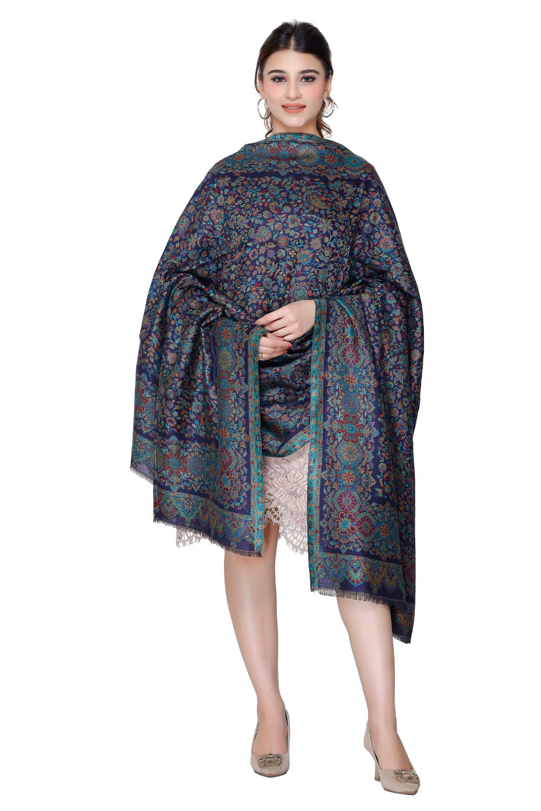 Woman Luxurious Silk Modal Zari Shawl with Golden Zari - Image 5