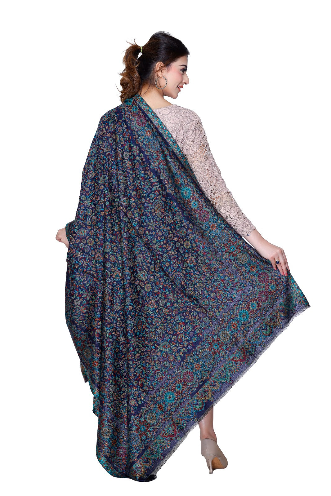 Woman Luxurious Silk Modal Zari Shawl with Golden Zari - Image 4